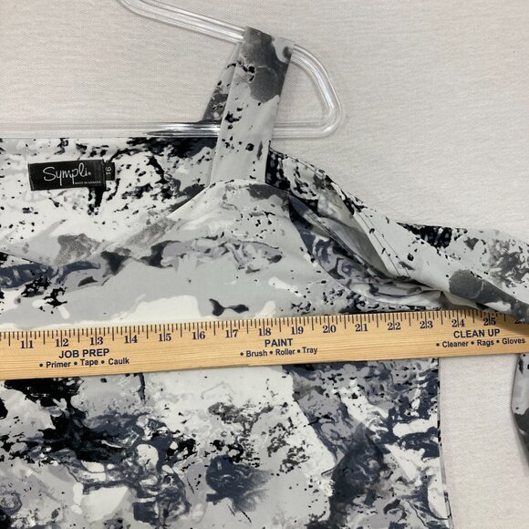 Sympli size 16 Black White Artsy Cold Shoulder Stretch Knit Tunic Comfy - Picture 7 of 10